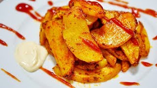 SPICY & CRISPY POTATO WEDGES (BAKED) - RECIPE