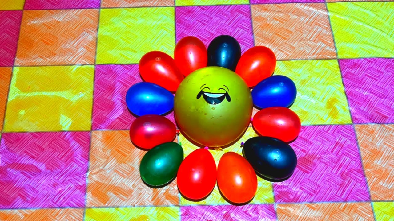 ASMR Beautiful Smile Balloon and Water Colorful of Mini Rainbow Balloons Pop Reverse Satisfying