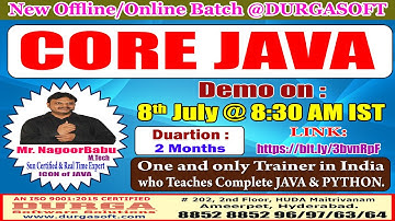 CORE JAVA Offline/Online Training @ DURGASOFT