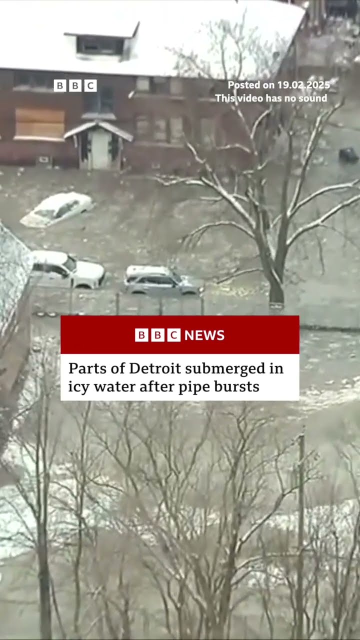 Parts of Detroit submerged in icy water after burst pipe. #Detroit #BBCNews