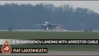 F-15 Emergency Landing Using Arrestor Cable Squawk 7700 Bak-12 48Th Fighter Wing Raf Lakenheath