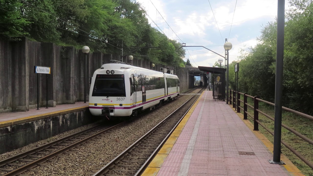 Renfe Feve 3637-38 y 3521-6521 en Fonciello-Tiñana