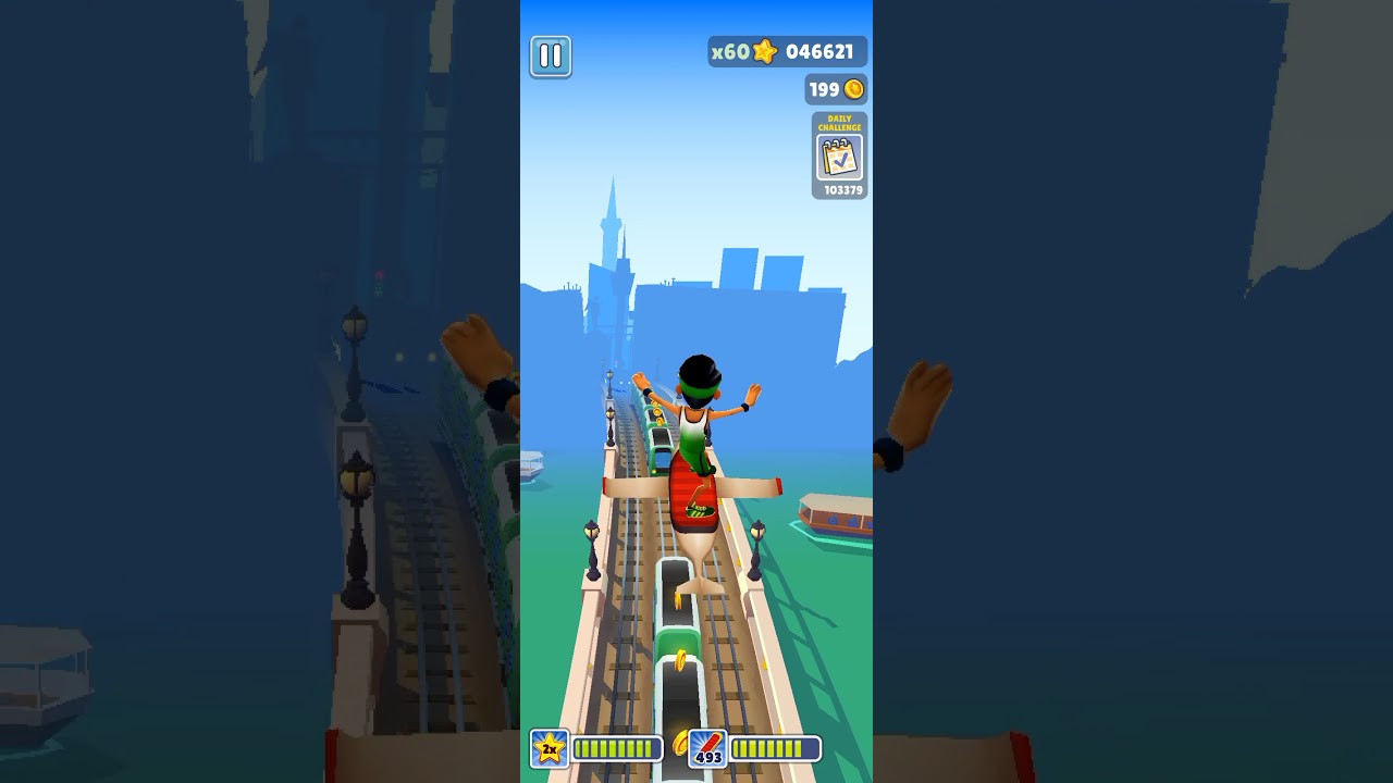 Subway Surfers playing in jay mumbai  surfer outfit  and windglider board  🚆