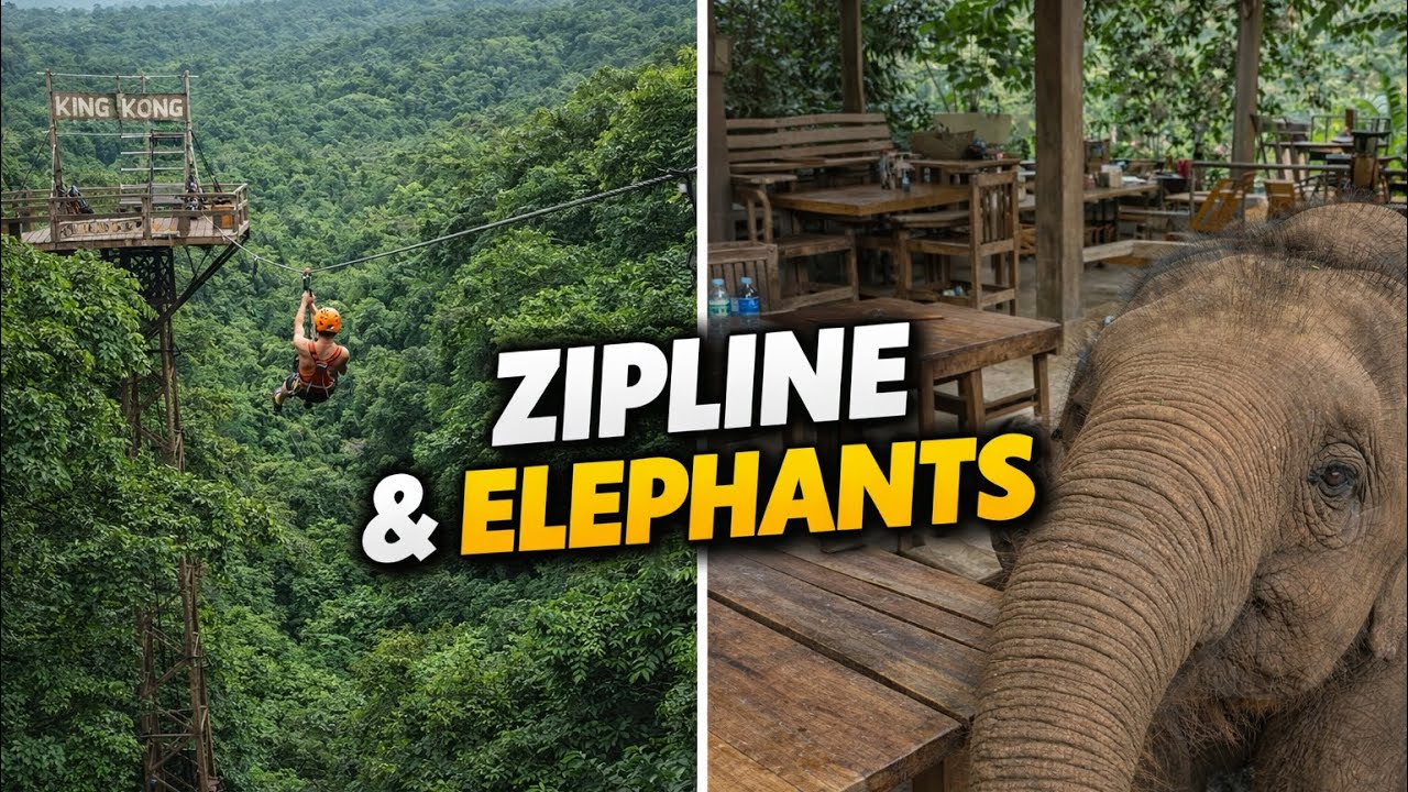 THE BIGGEST ZIP WIRE IN ASIA!!!! - Chiang Mai - Elephant Cafe Thailand 