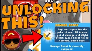 I FINALLY unlocked DAMAGE BOOST! (BEST power) BTD Battles