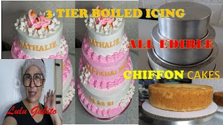 3 TIER BAPTISMAL CAKE USING BOILED ICING || HOW TO STACK 3 TIER CAKE || LULU GABITO