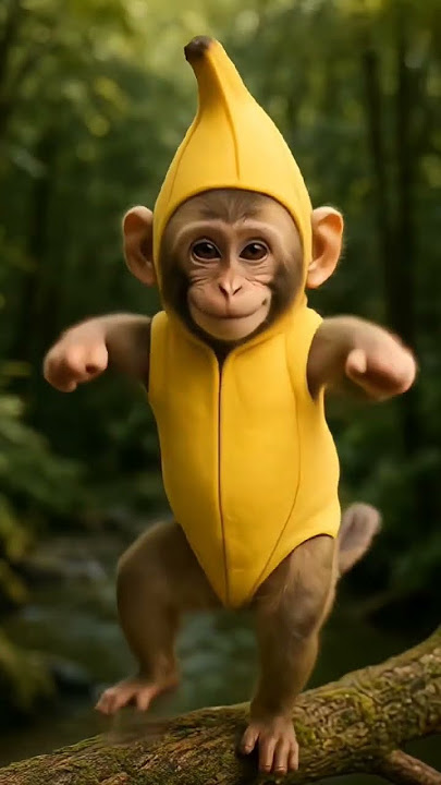monkey Banana, joget cinta Merah jambu #viral #monkey #ai #funny