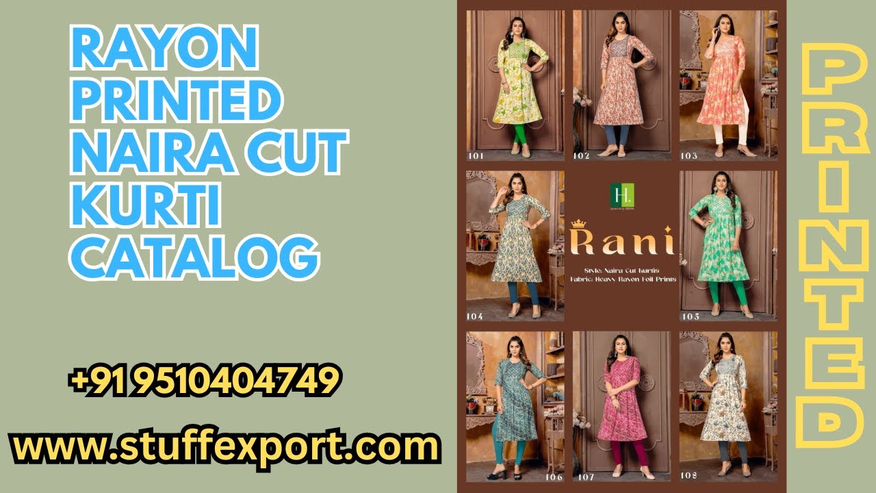 Hirwa Rani Rayon Foil Printed Naira Cut Festival Kurti Collection Full  Catalog At Wholesale Rate. - YouTube