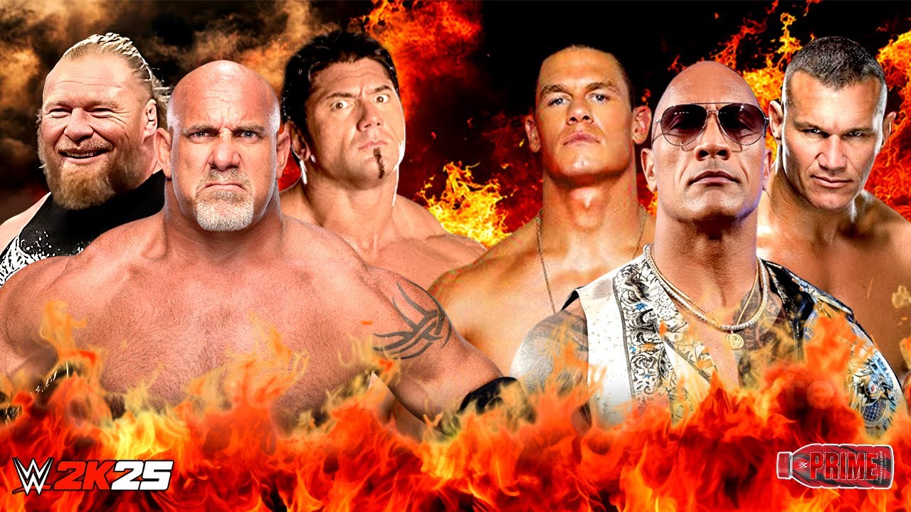 WWE: Рок, Джон Сина и Рэнди Ортон против Брока Леснара, Голдберга и Батисты — Полный матч — 07.01...