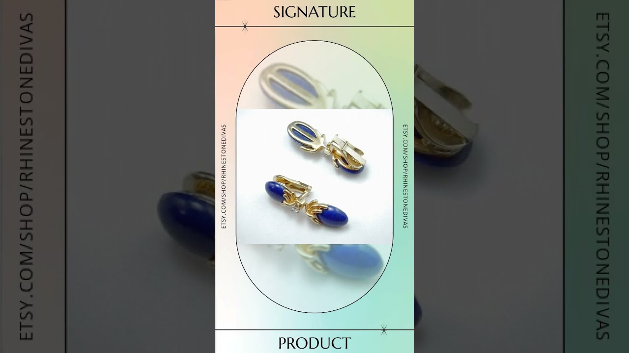 Vintage European 18K Gold Lapis Lazuli and .20 Carat Diamond SI-1 Clarity H Color Dangle Statemen...