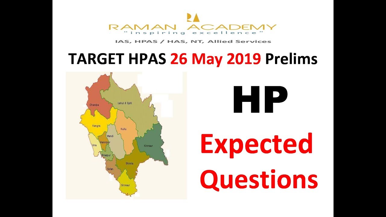 TARGET HPAS 26-MAY-2019 prelims: Himachal Pradesh G.K, Expected questions