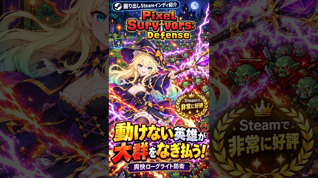 Pixel Survivors: Defense｜動けない英雄が大群をなぎ払う！【掘り出しSteamインディ紹介】 by げーむにゅーす東京