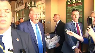 Former President Donald Trump visits historic Cafe du Monde in New Orleans during fundraising visit