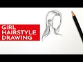 How to draw a girl beautiful Hairstyle |  Drawing hair hairstyles easy step by step for beginners