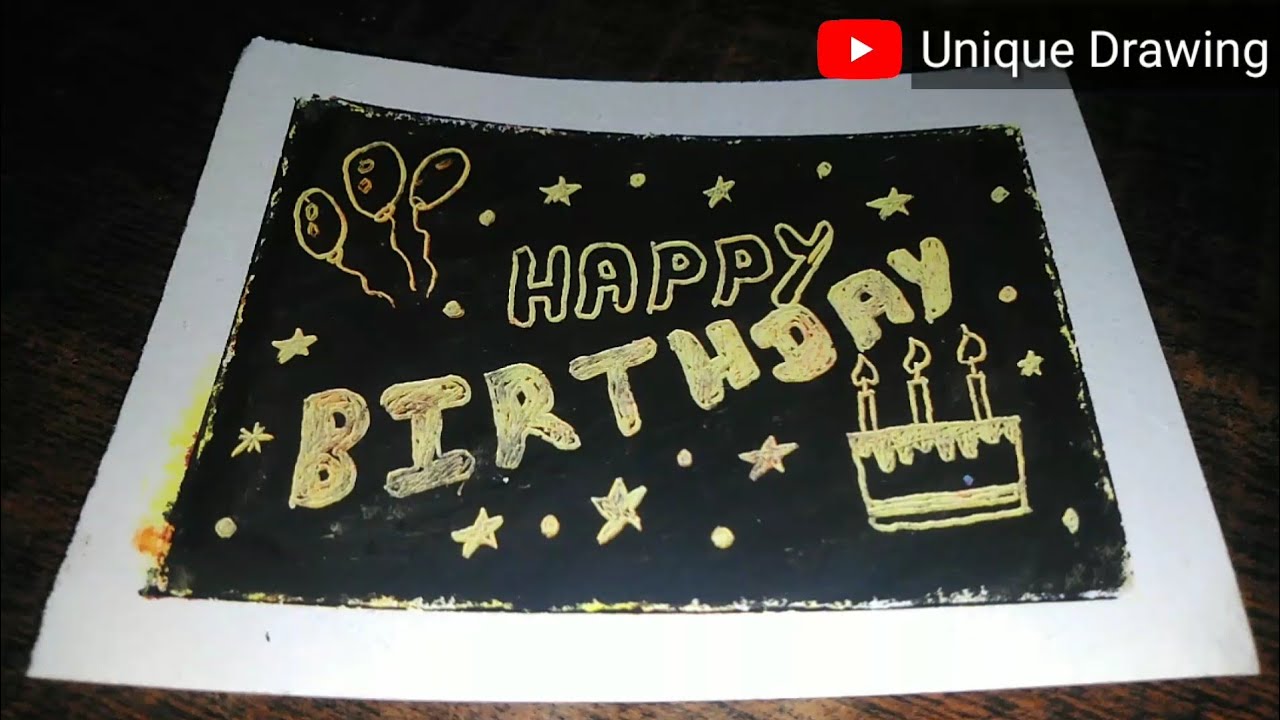 Happy birthday card | Oil pastel drawing for beginners - YouTube