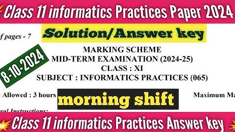 class 11 informatics practices answer key morning shift/mid term 2024-25/informatic practices answer