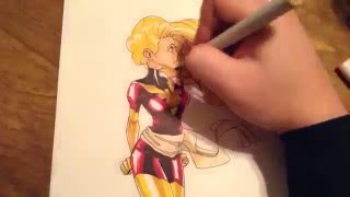 Jean Grey/Phoenix time lapse traditional art.