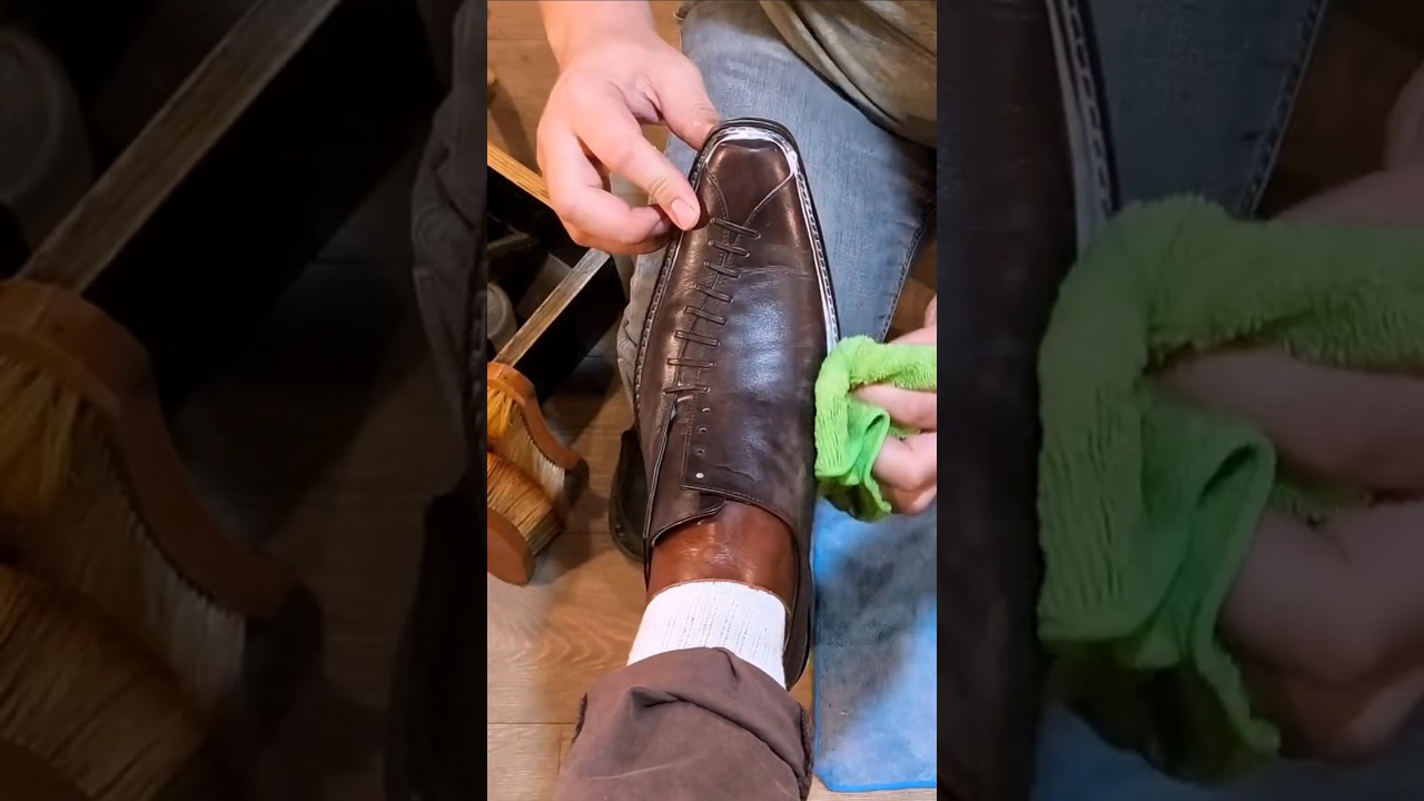 Amazing shoe cleaning and shining ASMR sounds