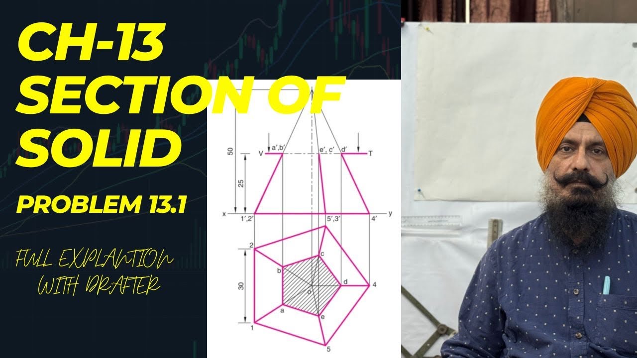 Cp 13 –  Pb 13.1 Section of Solids | Pentagonal Pyramid | Easy Explanation with Drafter |B. Tech EDG