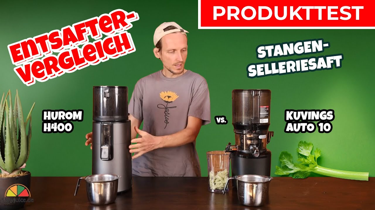Entsaftervergleich Hurom H400 vs. Kuvings Auto 10 Stangenselleriesaft
