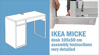 IKEA MICKE desk 105x50 cm  assembly instructions  very detailed