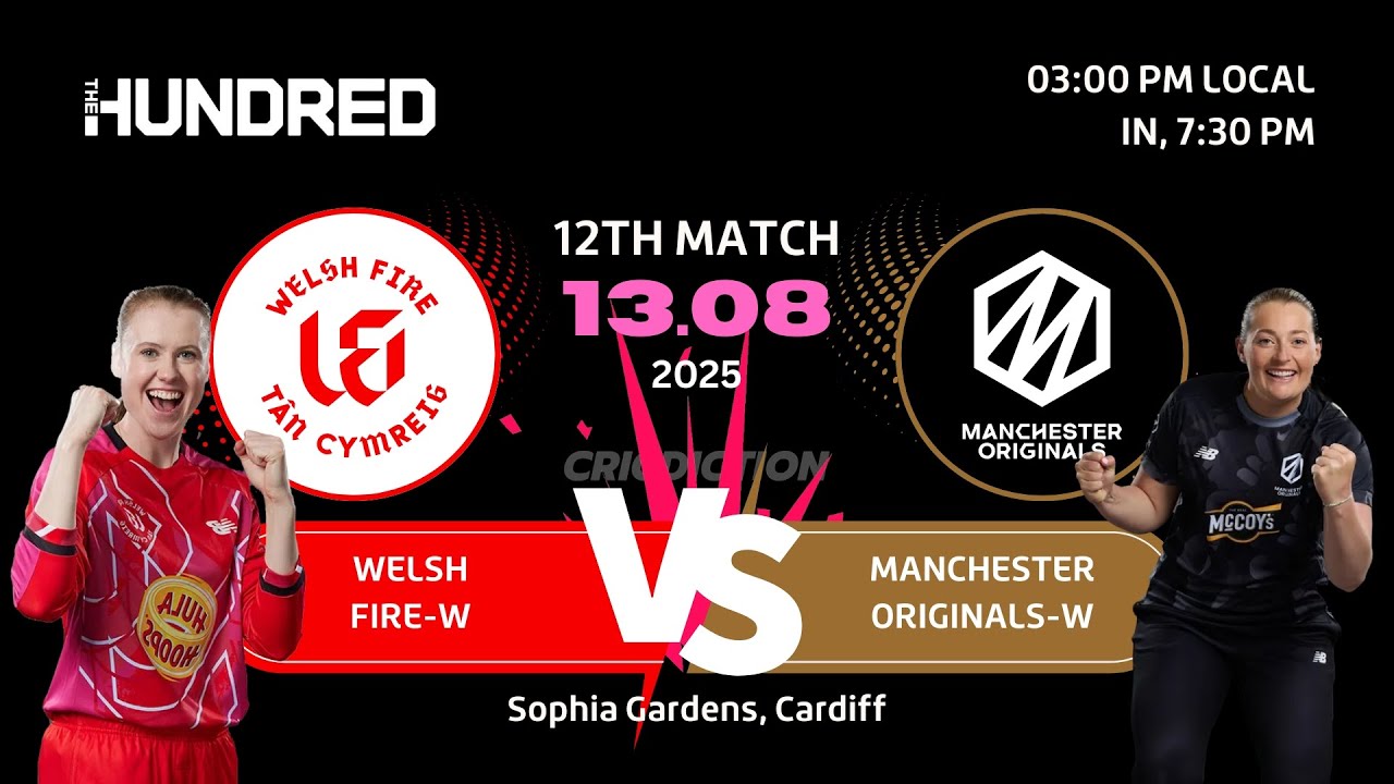 📢 The Hundred Women’s 2025: Welsh Fire Women 🆚 Manchester Originals Women | Match 12