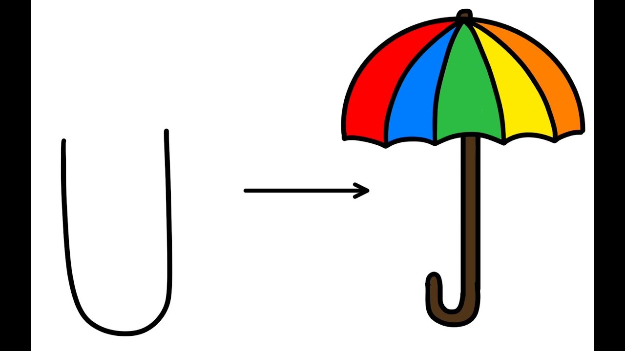 Umbrella Drawing With Letter U Umbrella Drawing YouTube