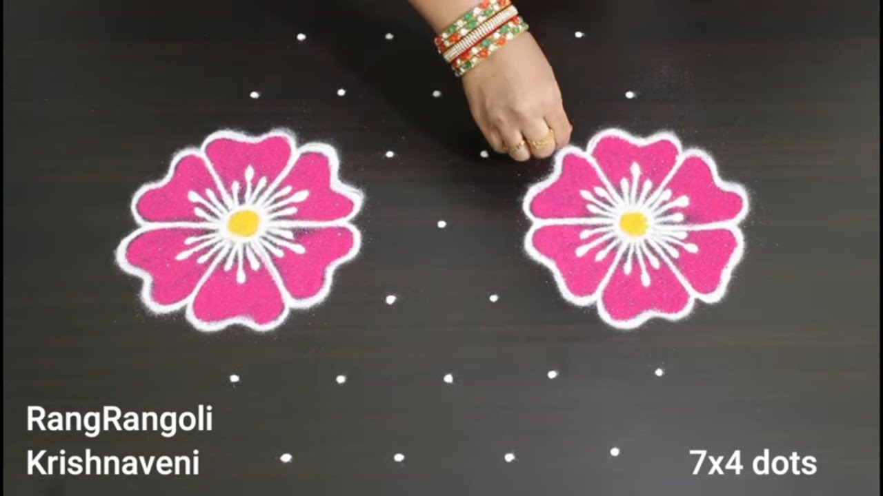 New Year 2024 Special Rangoli🌺7x4 dots New Year Muggulu Kolam🌺RangRangoli Krishnaveni