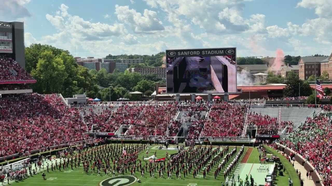 UGA football pregame - entering field vs Marshall 2025 from section 316 row 1