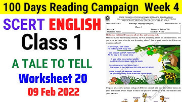 Class 1 English Week 4 Worksheet 20 | Class 1 Reading Campaign Week 4 (9/2/22)