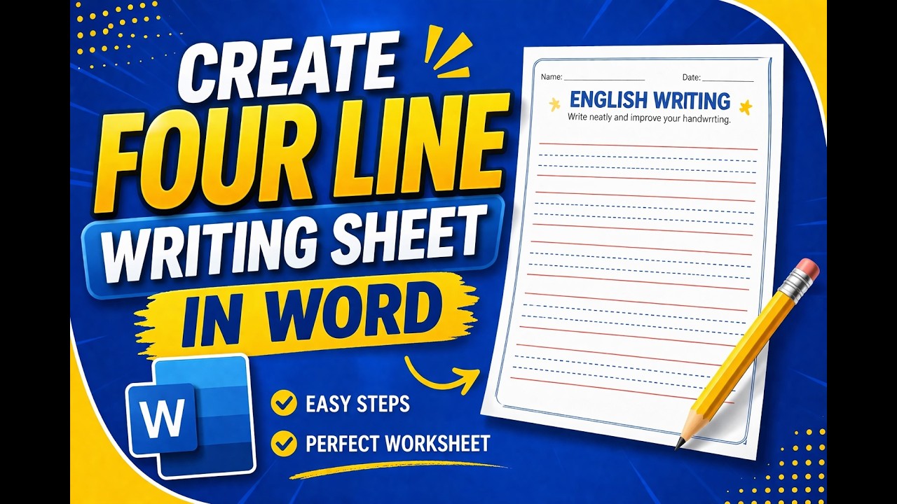 How to Create 4 Line Notebook Page in MS Word | Word में 4 Line ...
