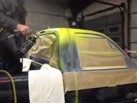Yellow Raptor bed liner - YouTube