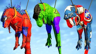 Godzilla Spiderman, T-Rex, Ultimasaurus, Giganotosaurus Super Hero Dinosaurs Fighting - JWE