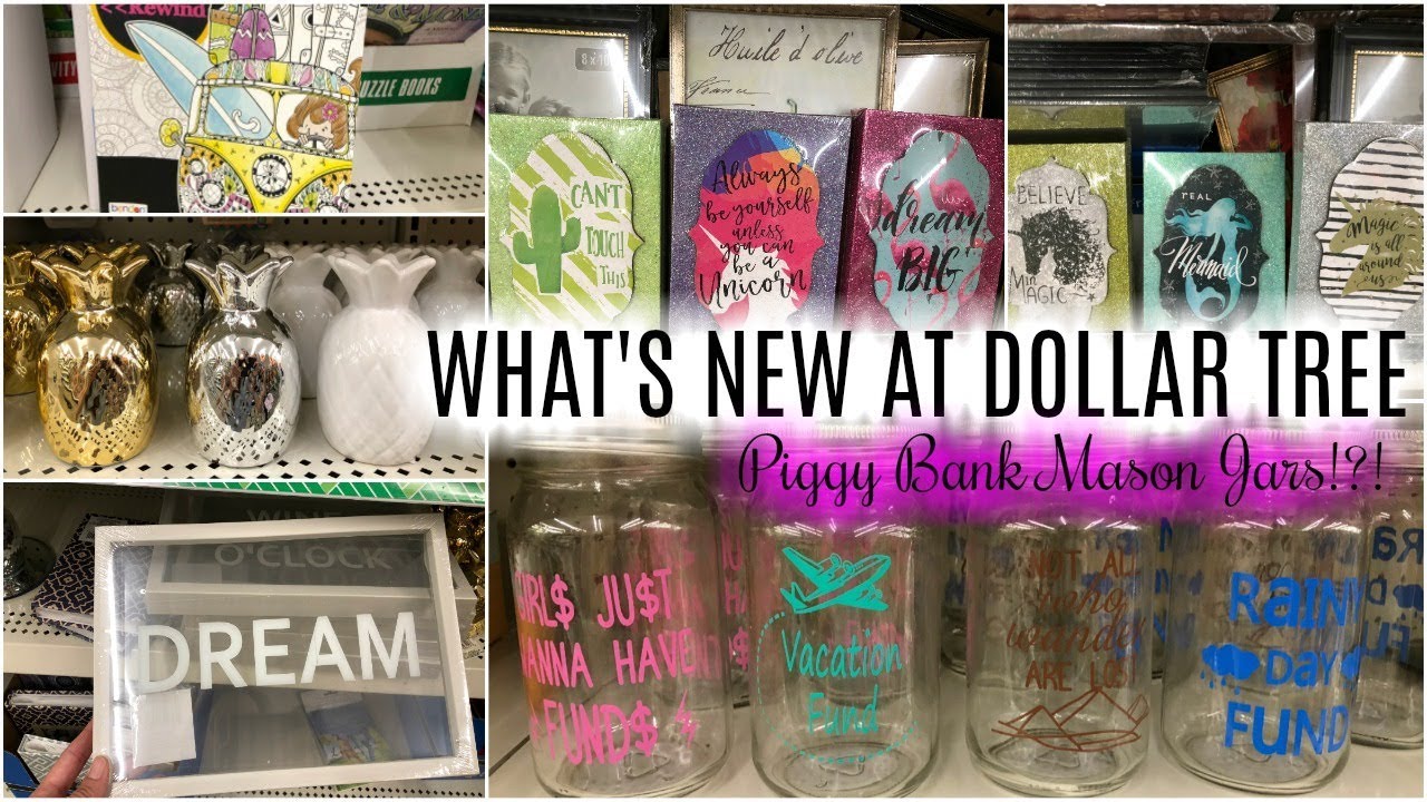 DOLLAR TREE WHAT'S NEW !! PIGGY BANK MASON JARS, CACTUS WALL DECOR