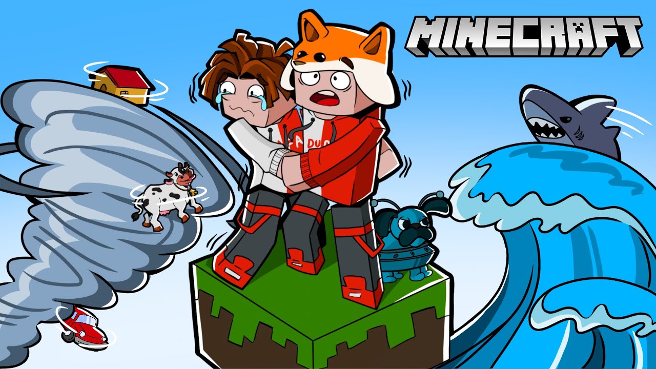 APENAS UM BLOCO com DESASTRES NATURAIS no MINECRAFT