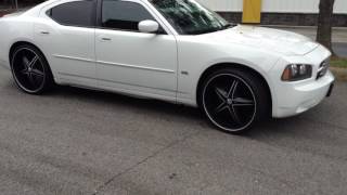 2010 DODGE CHARGER SITTING ON 24" VELOCITY 930 BLACK AND MACHINE WHEELS AND 275/25-24 CARBON TIRES
