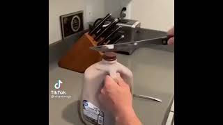 cutting chocolate milk in half