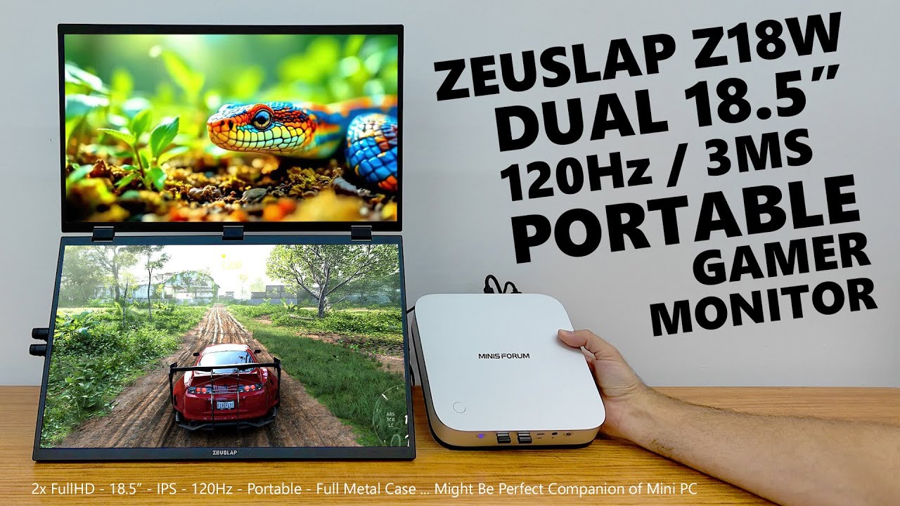 Zeuslap Z18W D120Hz Portable Dual 18.5" Gamer Monitor