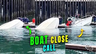 Boat Flipped over and Almost Sank by a Dock