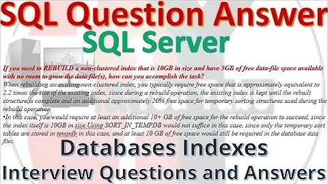 Sql Server Databases Indexes-2 || Interview Question Answer || Live Project Question