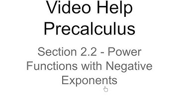 Video Help - Power Functions with Negative Exponents