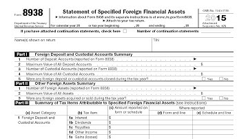 Form 8938, Statement of Specified Foreign Financial Assets
