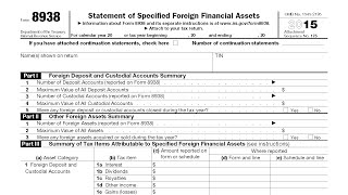 Form 8938, Statement of Specified Foreign Financial Assets