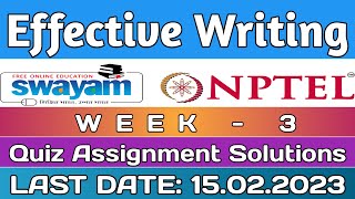 Effective Writing | Assignment 3 | Nptel 2023 #assignment #nptel