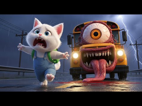 👁️🚌 Kitten's School Adventure: Encountering an Unseen School Bus Monster! 😱🐱💥