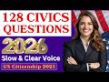 USCIS 128 Civics Questions and SIMPLE Answers in RANDOM ORDER | 2026 Civics Test US Citizenship