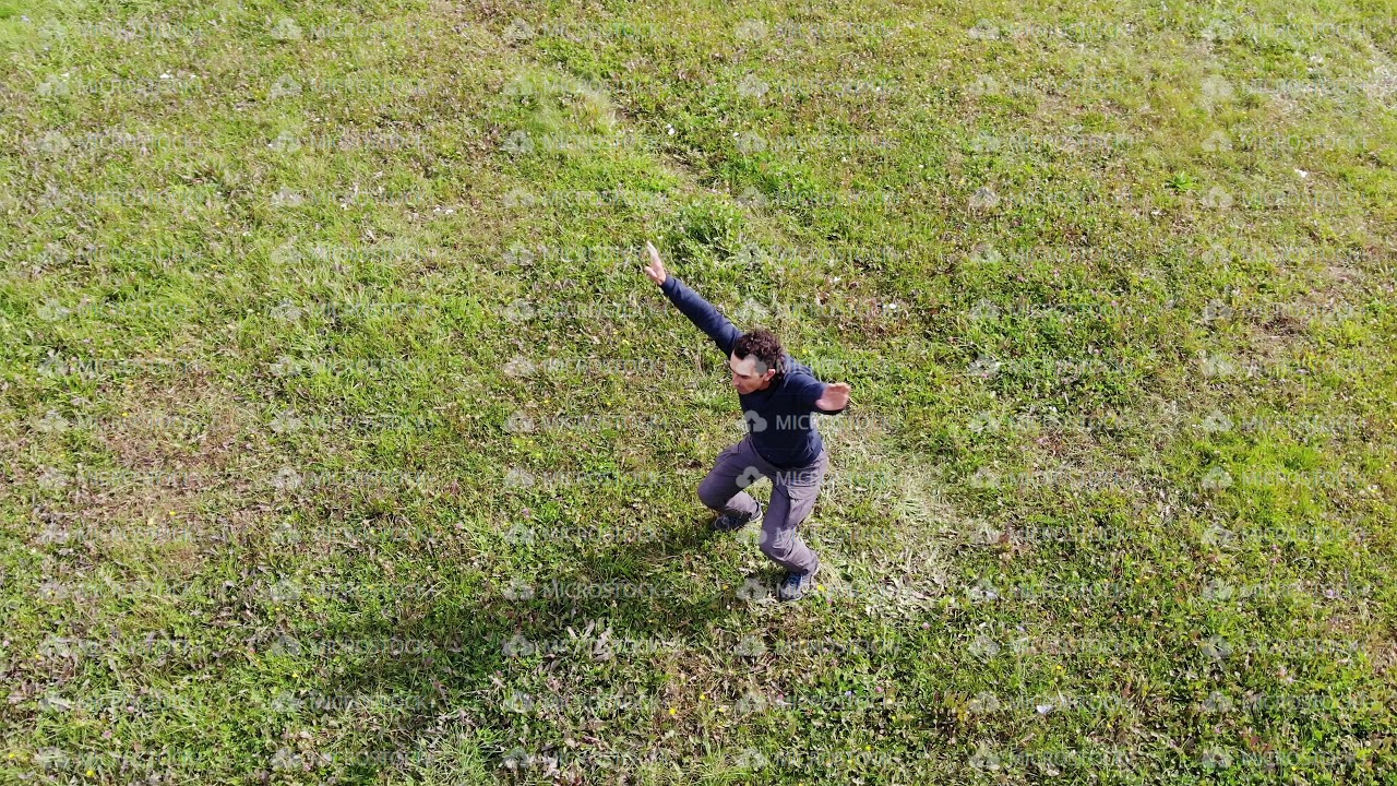 man exercising in the park aerial, workout, sport fitness healthy lifestyle