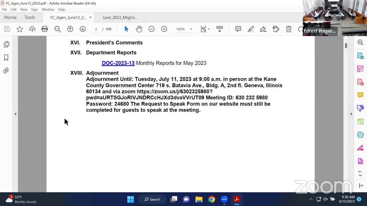 Kane County Forest Preserve Full Commission June 13 2023