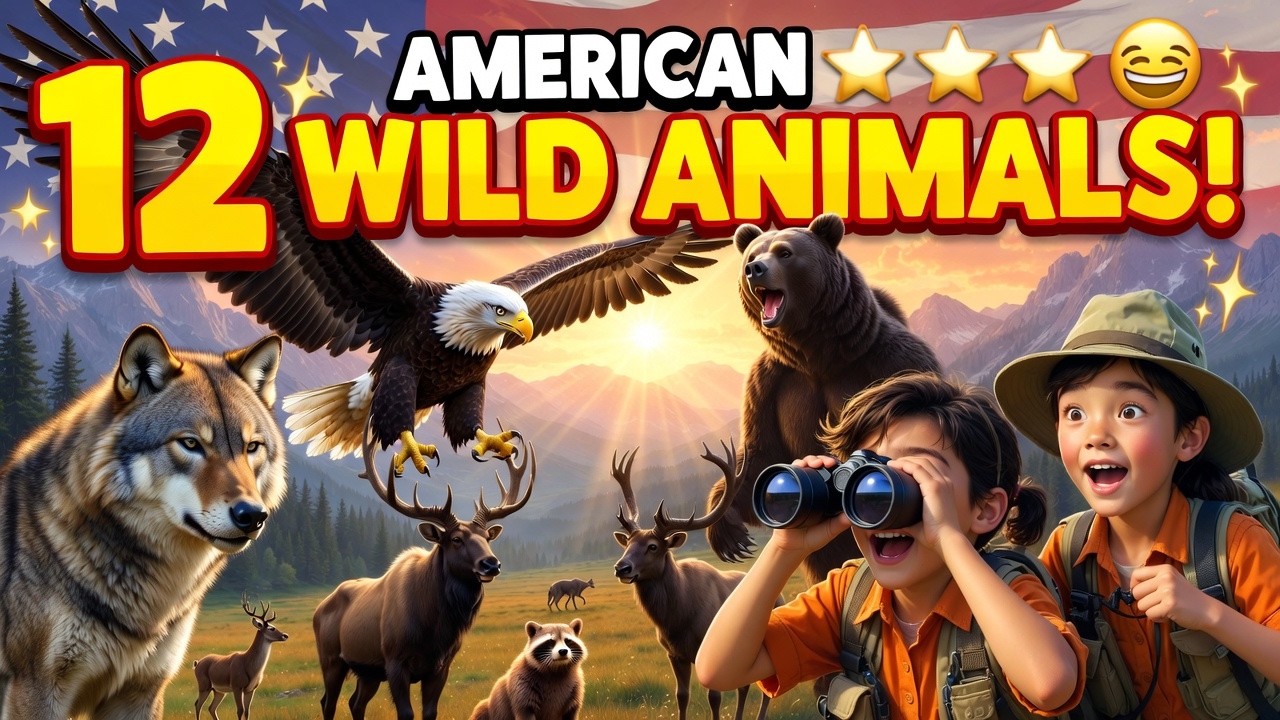 12 Iconic American Wild Animals for Kids 🦅🐻 Fun Safari Adventure!