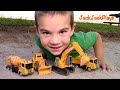 Construction Vehicle Toy Unboxing! MB Excavator Dump Truck Toy | JackJackPlays